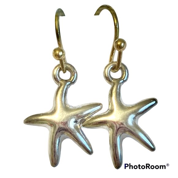 Silver Gold Starfish Earrings Sea Life Beach Island Nautical Plated DaintyDangle - Picture 1 of 11